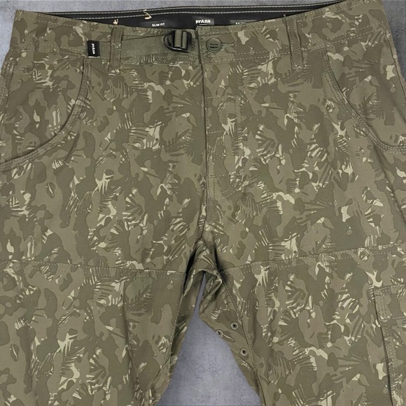 Prana Stretch Zion Pants II Men's Size 32X30 Evergreen Camo Roll Hem Hybrid NWT - Picture 2 of 8